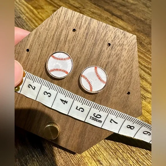 Baseball Acrylic Stud Earrings - Picture 3 of 5